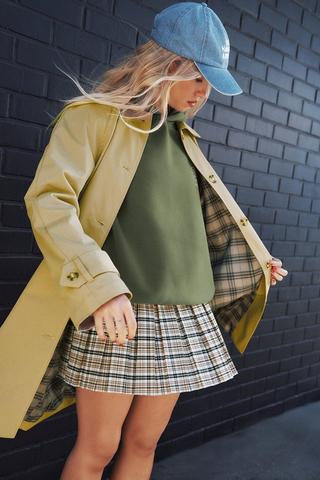 Check Pleated Mini Skirt