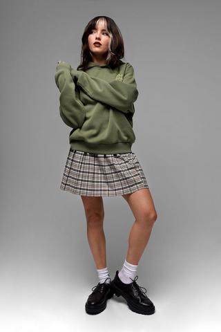 Check Pleated Mini Skirt