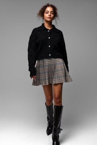 Check Pleated Mini Skirt