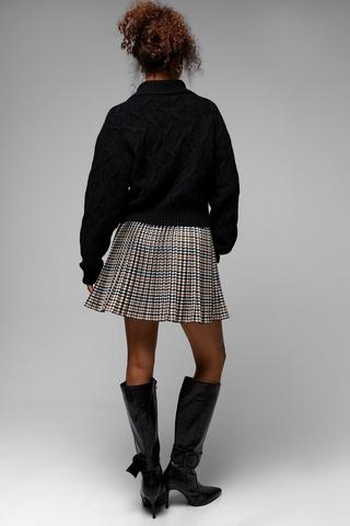 Check Pleated Mini Skirt