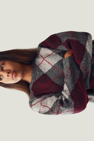 Slouchy Check Knit Pullover