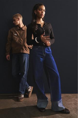 Wide Leg Turn Up Denim