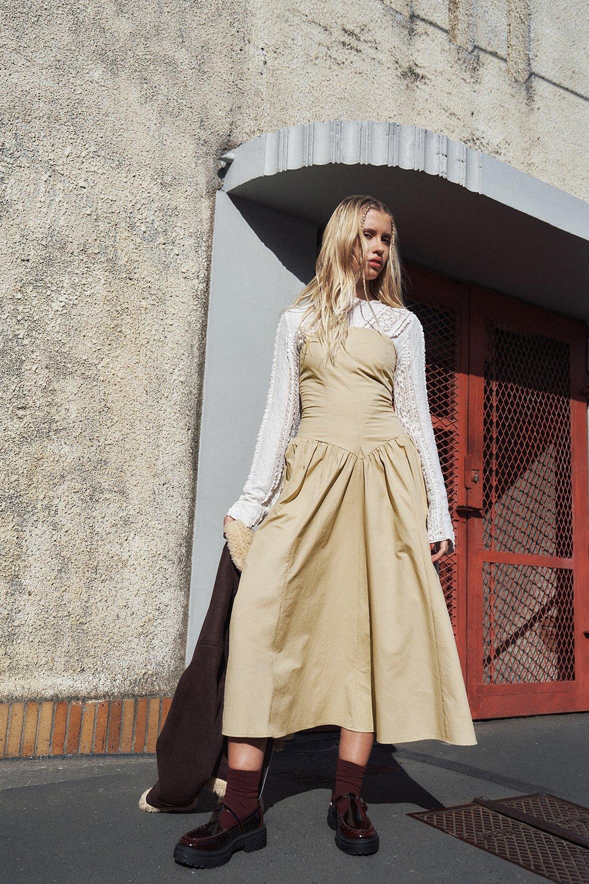 70s flared dress MARMALADE 1970s Style Flared Mint Green Dress with Collar – Marmalade-shop main image 1