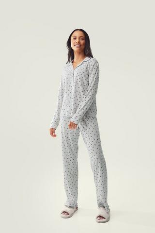 LS SHIRT AND PANT RIB DITSY