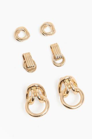 3 Pack Stud Earrings
