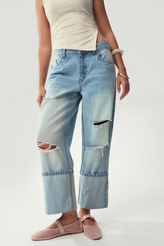 Straight Turn Up Denim