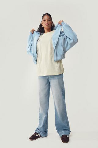 Crossover Waistband Wide Leg Denim