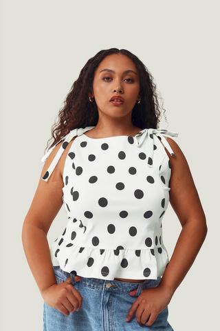 Polka Dot Peplum Top