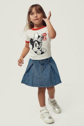 Pleated Denim Skirt