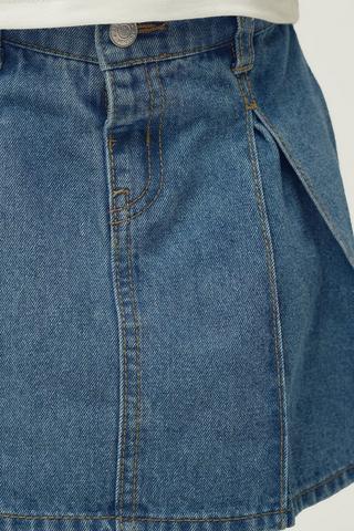 Pleated Denim Skirt