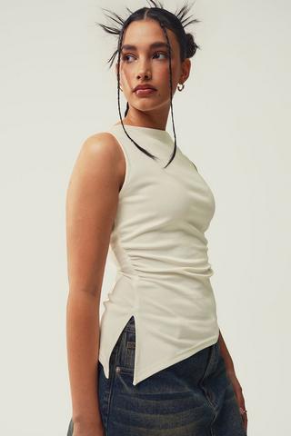 Ribbed Asymmetrical Tank Top