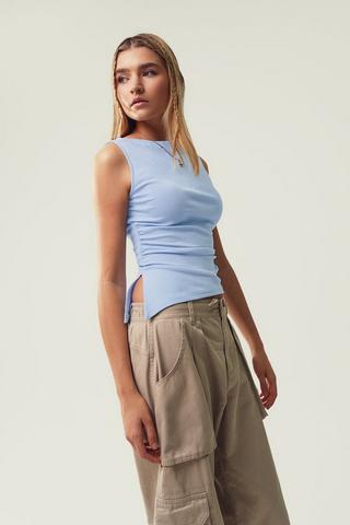 Ribbed Asymmetrical Tank Top
