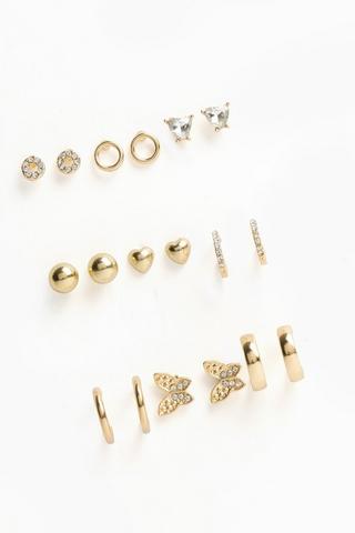 9 Pack Stud Earrings