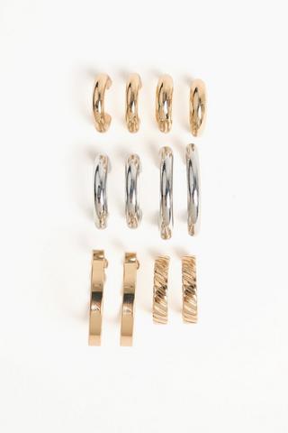 6 Pack Hoop Earrings