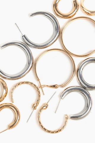 6 Pack Hoop Earrings