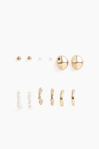 6 Pack Stud And Hoop Earrings