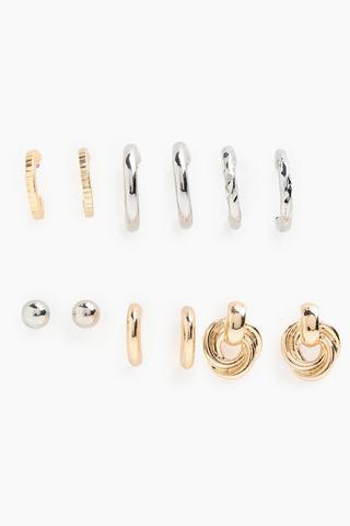 6 Pack Stud And Hoop Earrings