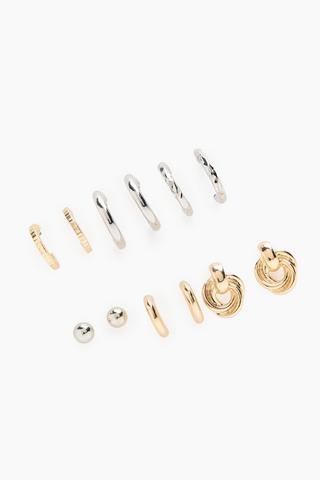 6 Pack Stud And Hoop Earrings