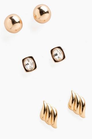 3 Pack Stud Earrings