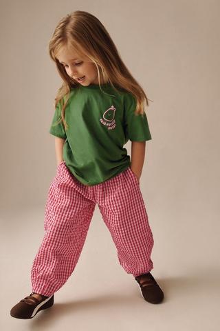Gingham Barrel Pants