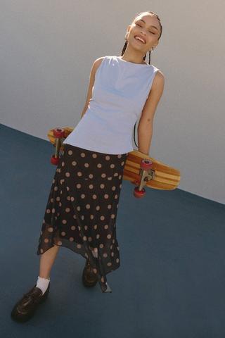 Polka Dot Midi Skirt