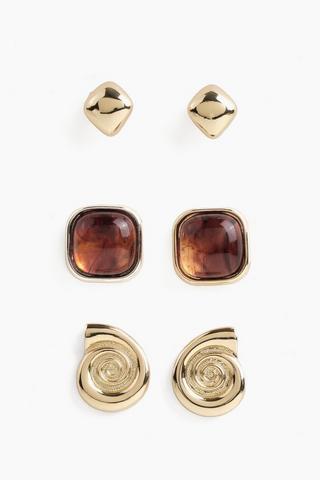 3 Pack Stud Earrings