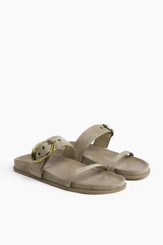 Suede Buckle Strap Sandal