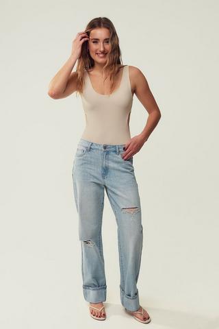 Straight Turn Up Denim