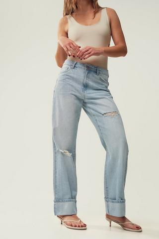 Straight Turn Up Denim