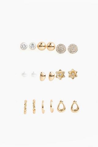9 Pack Stud Earrings