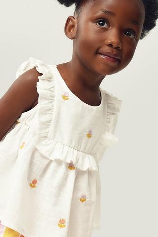 Ruffle Detail Top And Pants Set