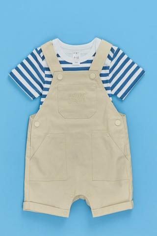 Stripe T-Shirt And Dungaree Set