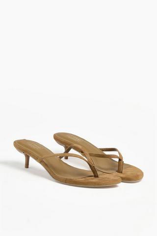 Suede Thong Kitten Heel