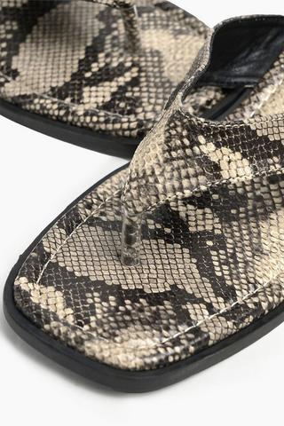 Snakeskin Thong Block Heel