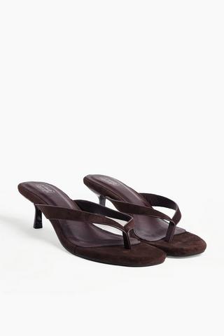 Suede Thong Kitten Heel