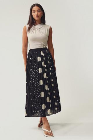 Polka Dot Pleated Skirt