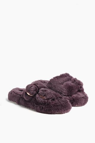 Double Buckle Fluffy Slipper