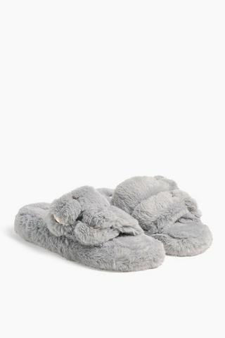 Double Buckle Fluffy Slipper