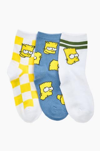 Bart Simpson 3 Pack Anklet Socks