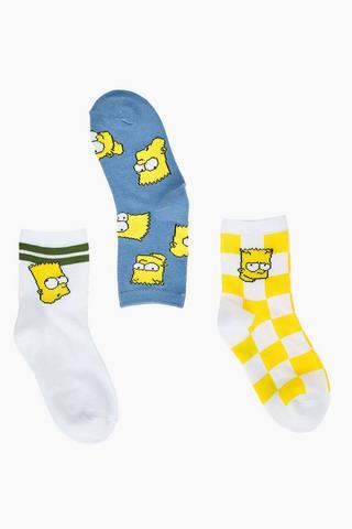Bart Simpson 3 Pack Anklet Socks