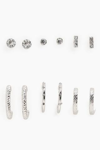 6 Pack Stud And Hoop Earrings