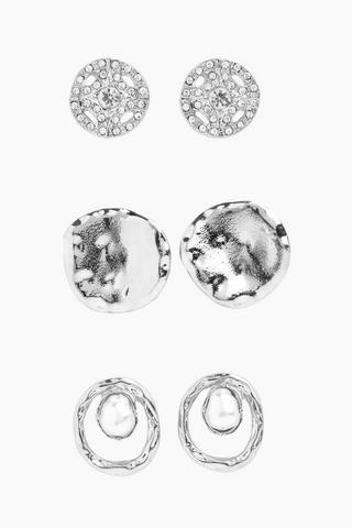 3 Pack Stud Earrings
