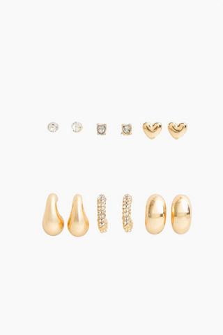 6 Pack Stud And Hoop Earrings
