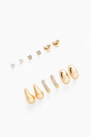 6 Pack Stud And Hoop Earrings
