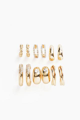 6 Pack Hoop Earrings