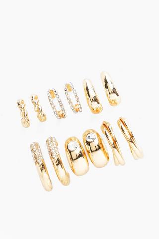 6 Pack Hoop Earrings