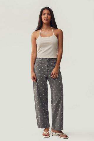 Polka Dot Straight Denim