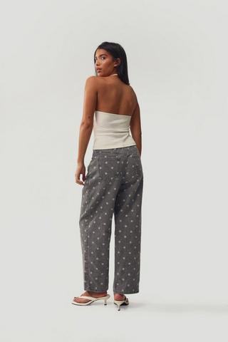 Polka Dot Straight Denim