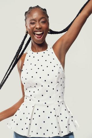 Polka Dot Peplum Top