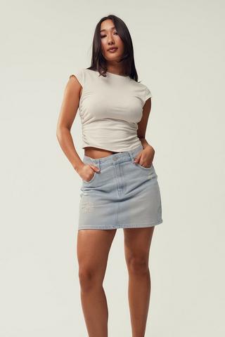 Denim A-Line Mini Skirt